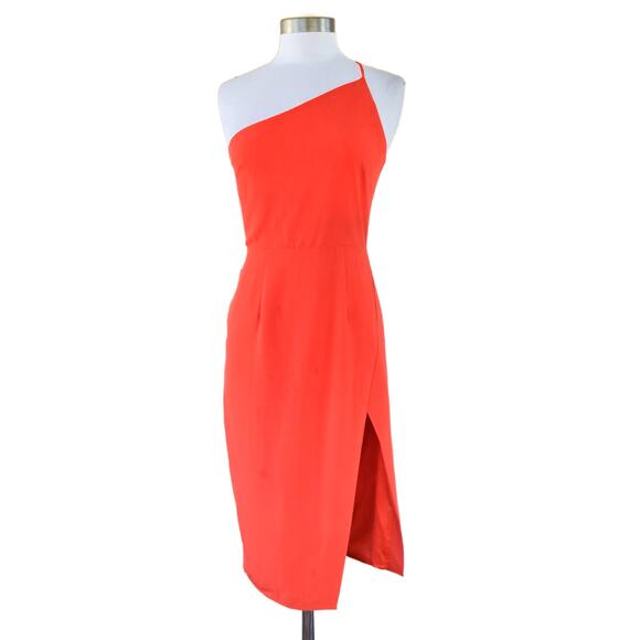 Lovers & Friends Lazo One Shoulder Midi Dress Size Small 2-4 in Blood Orange - Picture 2 of 12